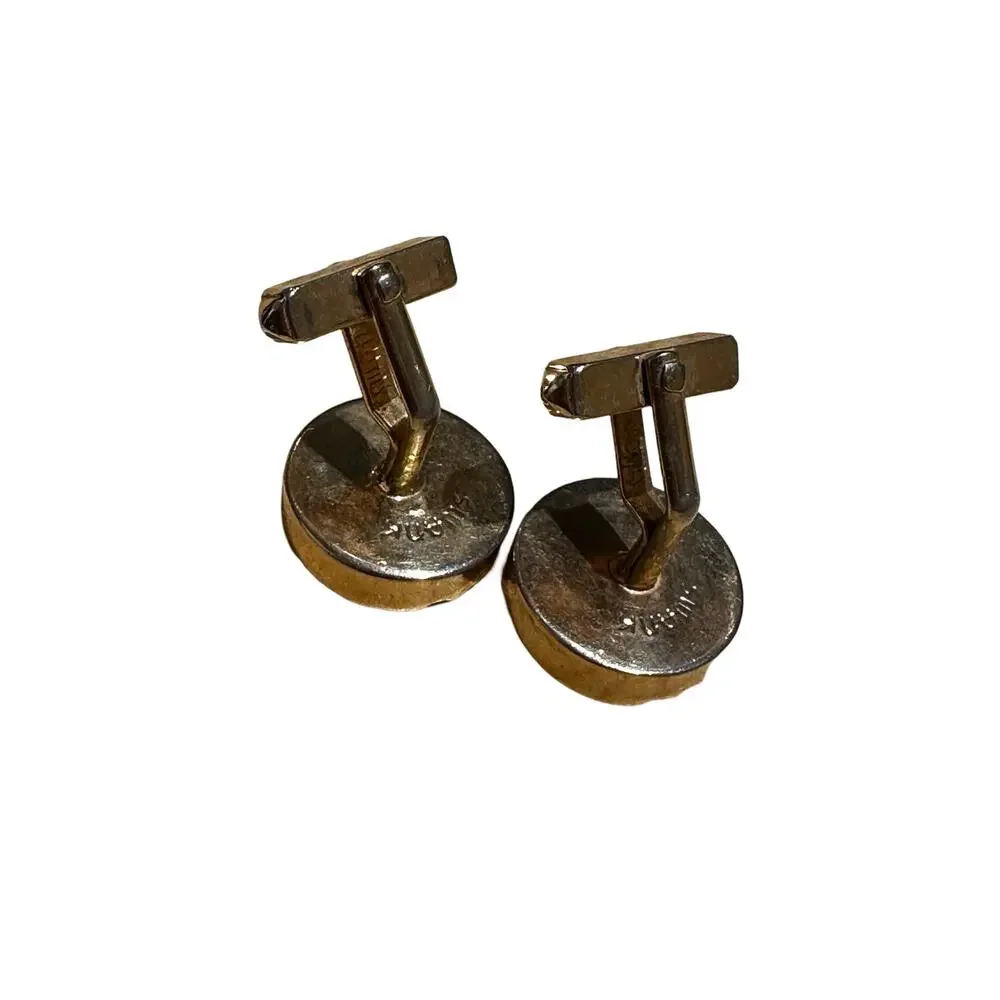 Vintage Big Gold Circle Cuff Links from Swank